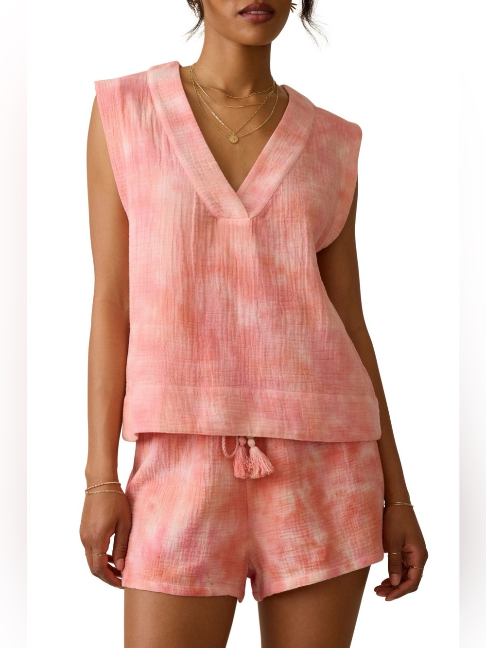 FAHERTY dune cotton gauze sleeveless popover